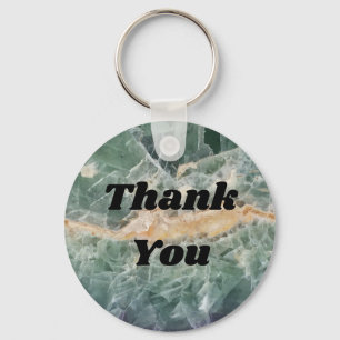 Thank You Green Fluorite Close-up Photo Gemstone Key Ring