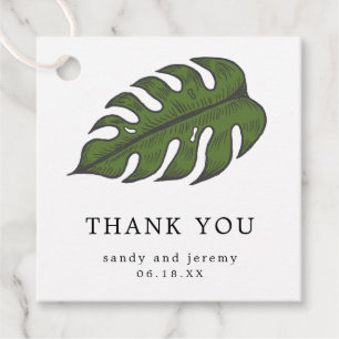 Thank You Green Palm Leaf Tropical Wedding Favour Tags
