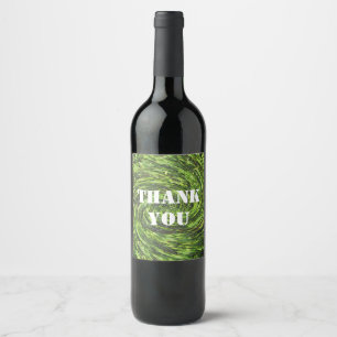 Thank You Green Swirl Abstract Spiral Appreciation Wine Label