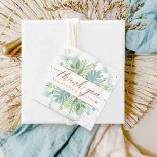 Thank You Greenery, Blue and Green Watercolor Favour Tags