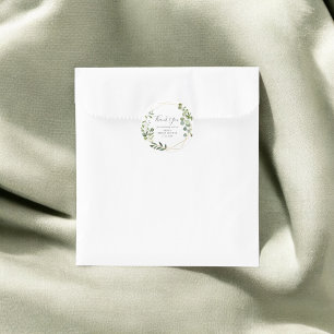 Thank You Greenery Leaves Bridal Shower Classic Round Sticker