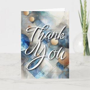 Thank You Greeting Card - Watercolor Abstract Geom