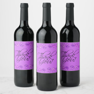 Thank You Greetings Gift Present Red White Rose Wine Label