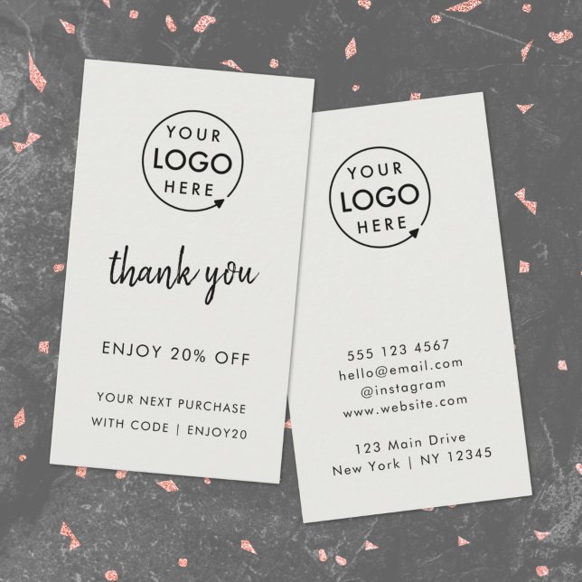 Thank You | Grey Business Loyalty Logo Discount Card (Modern minimalist thank you discount cards by Guava - perfect for growing loyalty & repeat business)