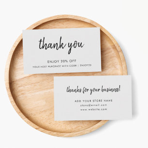 Thank You   Grey Modern Minimalist Handwritten Discount Card