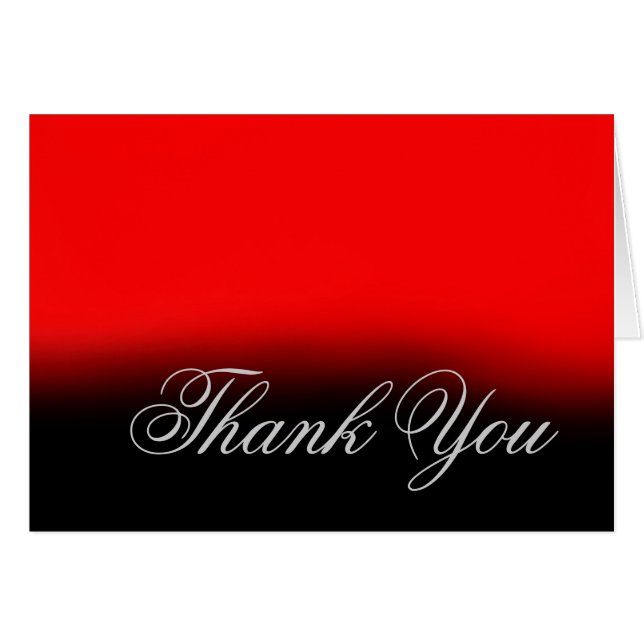 Thank You Grey Red Black Script Greeting Card (Front Horizontal)