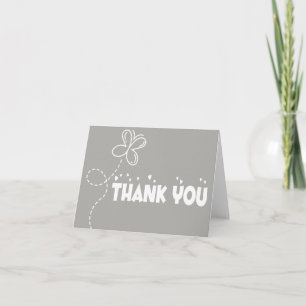 Thank You Grey & White Butterfly & Hearts Wedding Card