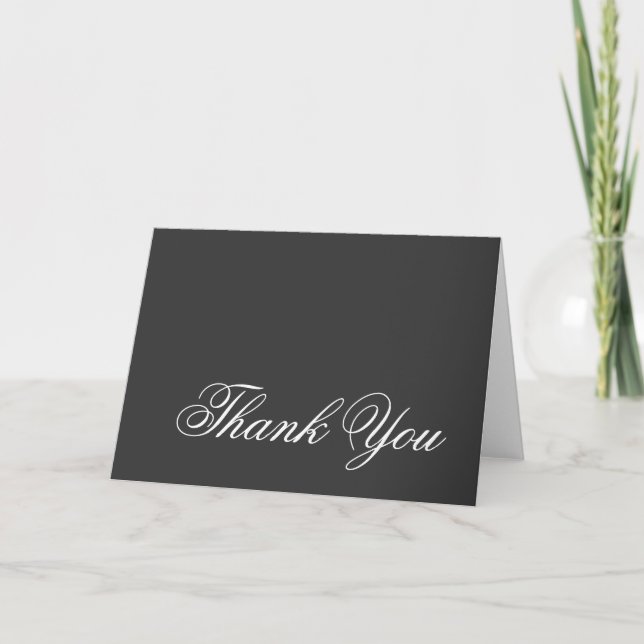 Thank You Grey White Script Greeting Card (Front)