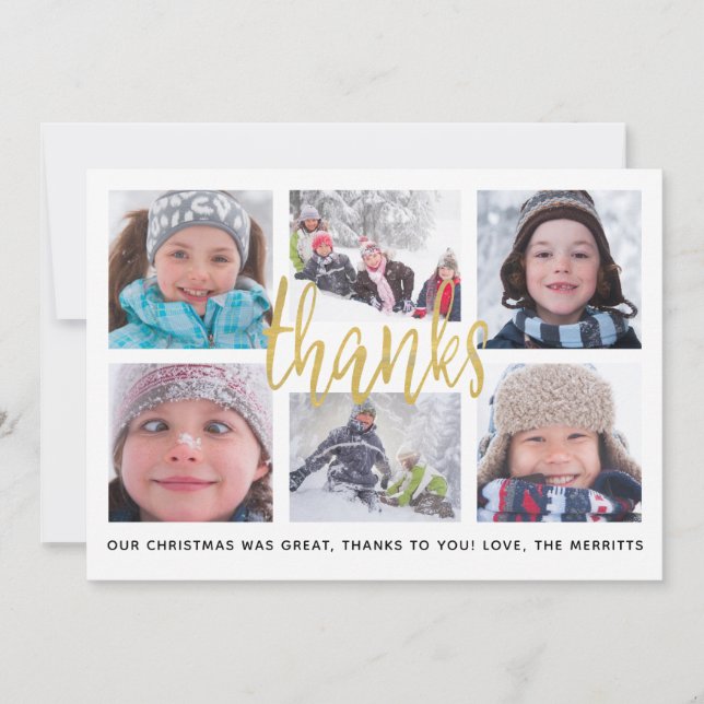 Thank You Grid Gold | Thank You Photo Card (Front)