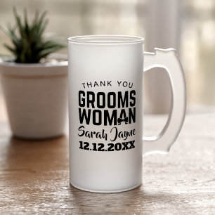 Thank You Groomswoman Gift Wedding Favour Frosted Glass Beer Mug