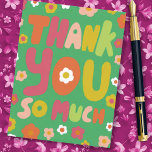 THANK YOU Groovy Daisies Colourful Bubble Letters  Postcard<br><div class="desc">Hand made card for you! Customise with your own text or change the colours. Check my shop for lots more colours and designs or let me know if you'd like something custom!</div>