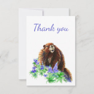 Thank You Groundhog, Marmot, Animal Blank Inside Card