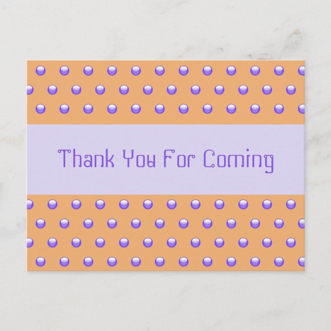 Thank You Guest Baby Shower Blue Peach Polka Dot Postcard (Front)