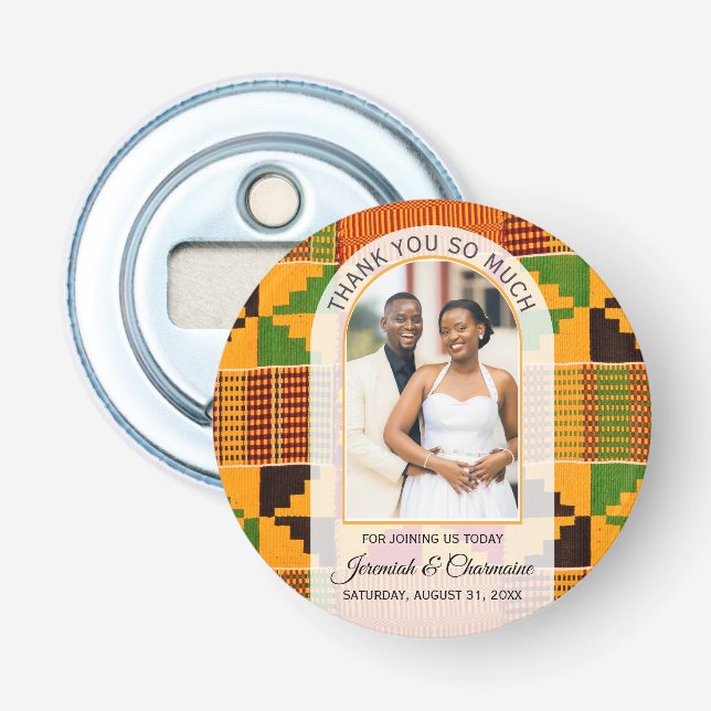 THANK YOU GUEST FAVORS Africa Ghana Kente WEDDING  Bottle Opener (Front)