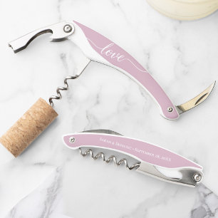 Thank you guests pink Wedding favour personalised Corkscrew