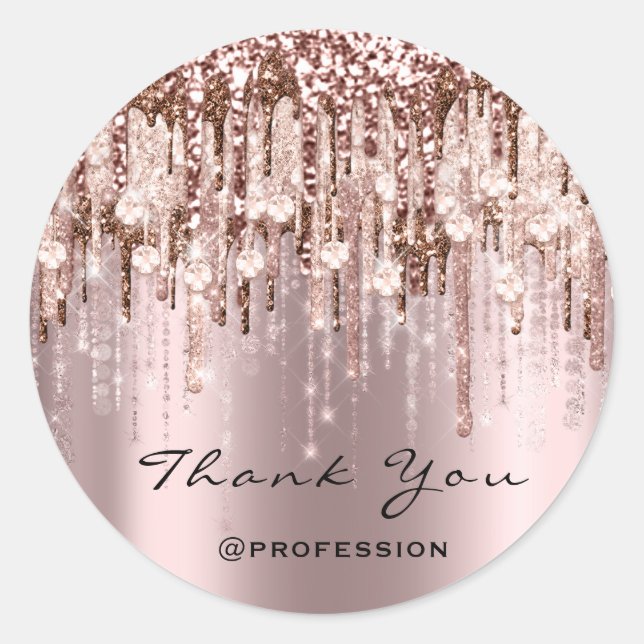 Thank You Hairdresser Makeup Rose Diamond Classic Round Sticker (Front)