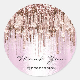 Thank You Hairdresser Makeup Rose Diamond Pink Classic Round Sticker