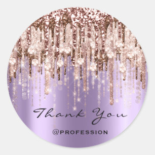 Thank You Hairdresser Makeup Rose Diamond Purple Classic Round Sticker