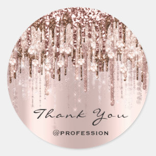 Thank You Hairdresser Makeup Rose Diamonds Classic Round Sticker