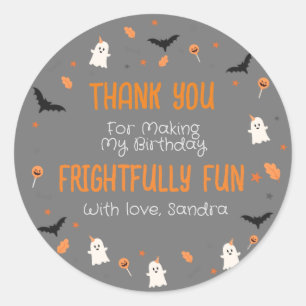 Thank You Halloween Birthday Grey Classic Round Sticker