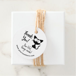 Thank You Halloween Black Cat Drawing Favour Tags