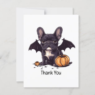 Thank You Halloween French Bulldog Bat Pumpkins Postcard