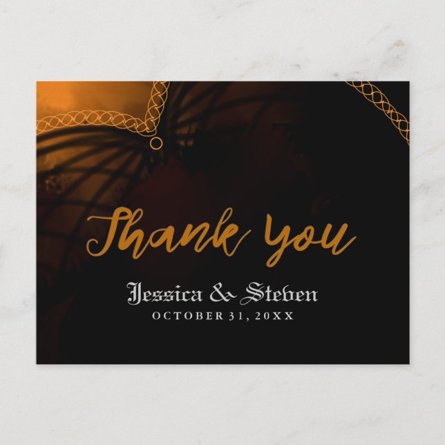 Thank You Halloween Gothic Wedding Post Card (Front)