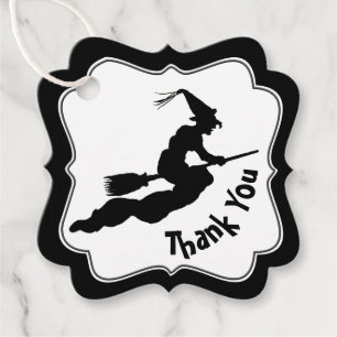 Thank You: Halloween Witch Black Silhouette Favour Tags