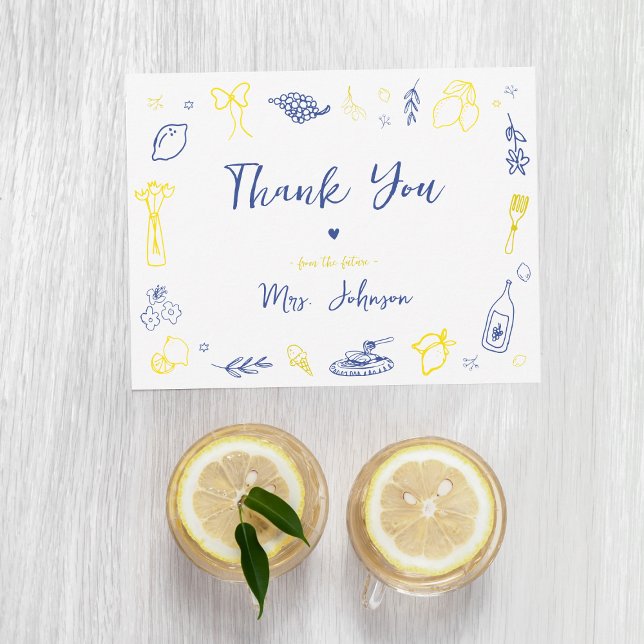Thank You Hand Drawn Italian Bridal Shower Card (Creator Uploaded)