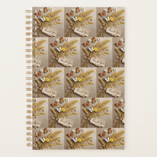 Thank you Hand drawn wildflowers, wheat stalks Planner