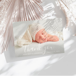 THANK YOU   Hand lettering birth announcement card