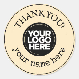 Thank You Handmade Minimalist Business Logo Yellow Classic Round Sticker