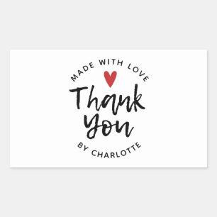 Thank You Handmade With Love Rectangular Sticker
