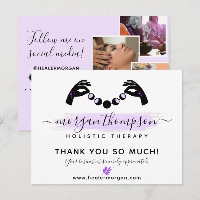 Thank You Hands Moon Phase Logo 4-Photo Customer Postcard (Front/Back)