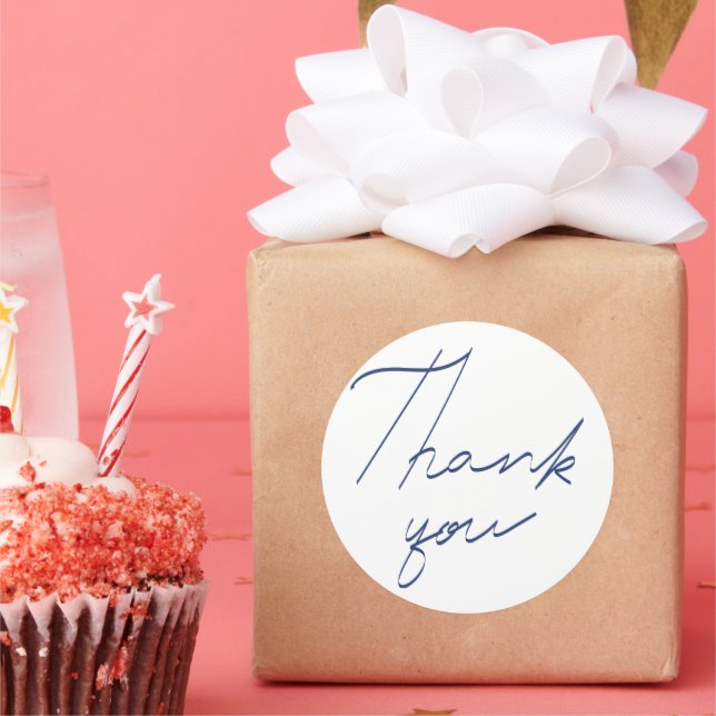 Thank you handwriting  classic round sticker (Party)
