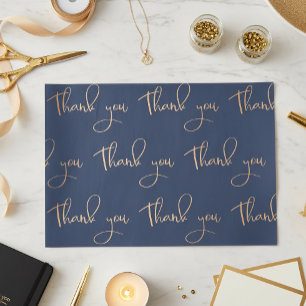 Thank You Handwritten Script Copper Gold Tissue Paper