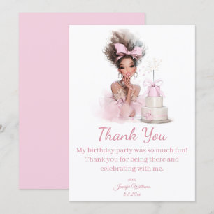 thank you happy birthday pink dress chic card
