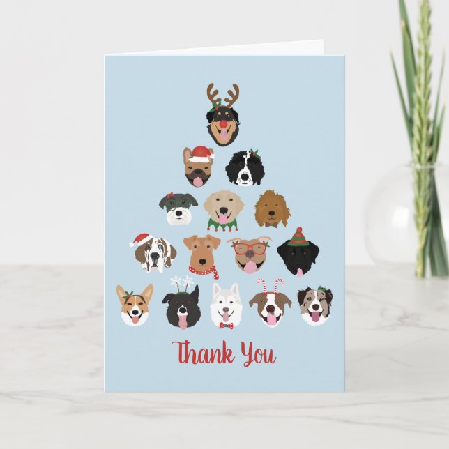 Thank You Happy Pawlidays Dog Christmas Tree Card (Front)