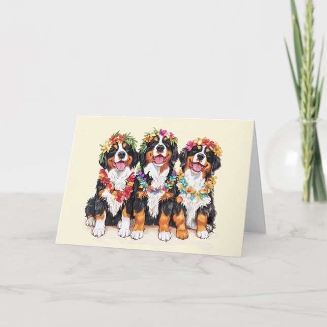 Thank You Hawaiian Bernese Mountain Dogs Card (Front)