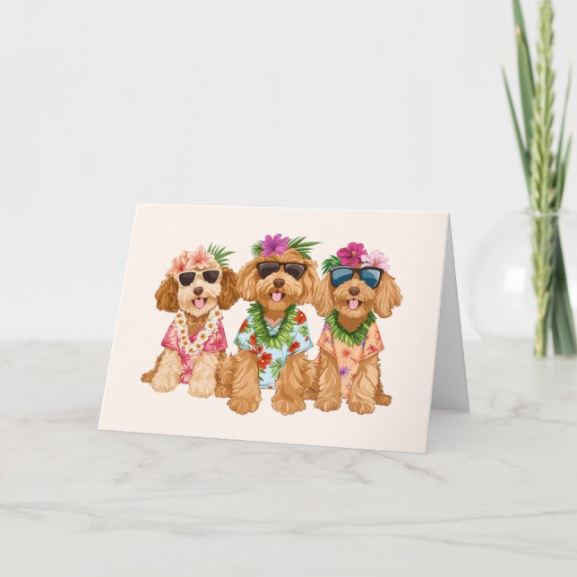 Thank You Hawaiian Goldendoodle Dogs Flower Lei (Front)