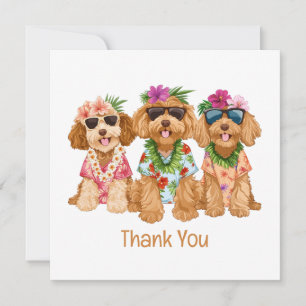 Thank You Hawaiian Goldendoodle Dogs Flower Lei Card