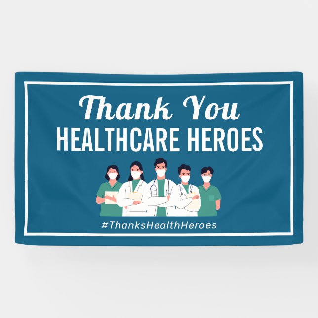 Thank You Health Care Heroes Nurse Doctor Workers Banner (Horizontal)