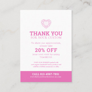 Thank you health photo promotion 20% off pink business card
