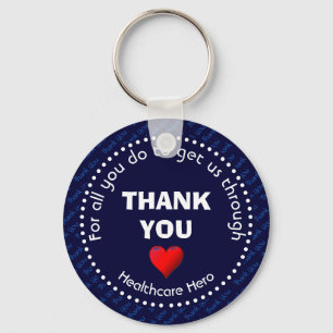 THANK YOU Healthcare Hero Custom NAVY Key Ring