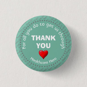 THANK YOU Healthcare Hero Customisable AQUA 3 Cm Round Badge