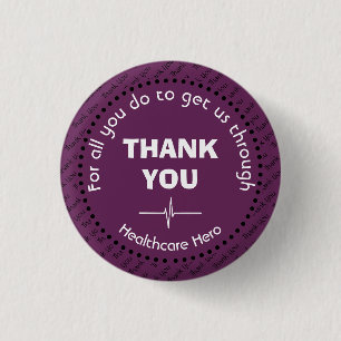 THANK YOU Healthcare Hero Customisable GRAPE 3 Cm Round Badge