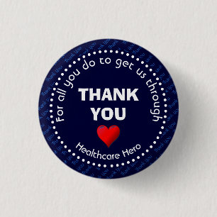THANK YOU Healthcare Hero Customisable NAVY 3 Cm Round Badge