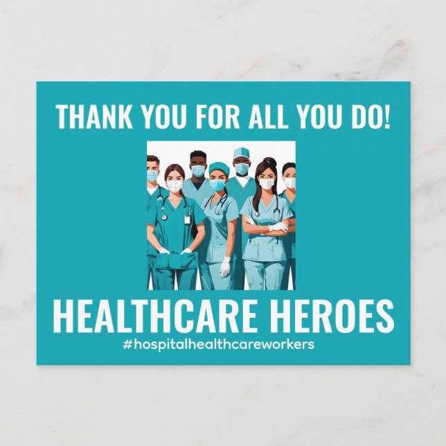 Thank You HealthCare Heroes Nurse Doctor Postcard (Front)