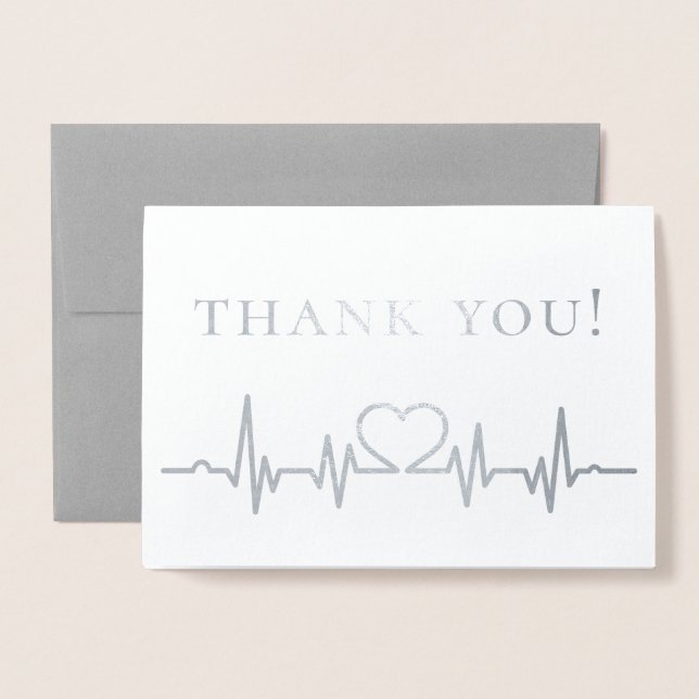 Thank You Healthcare Staff Heartbeat Foil Card (Front With Envelope)