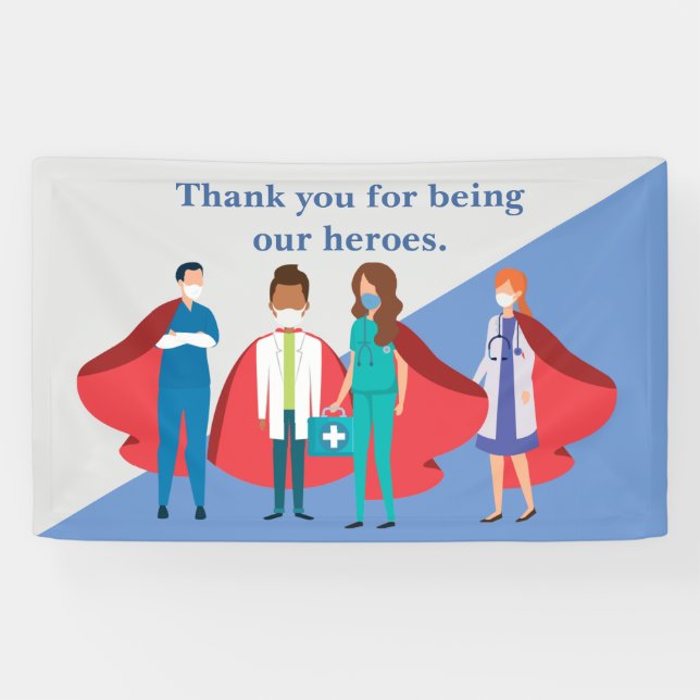 Thank You Healthcare Workers Hero Doctor Nurse Banner (Horizontal)